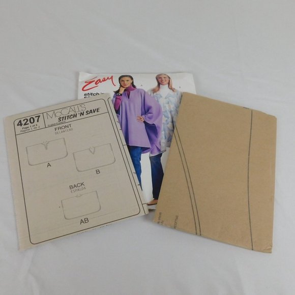 Easy Stitch n Save McCalls 4207 Women Poncho Cape Polar Fleece 2003 Size XL-XXL - Picture 3 of 3
